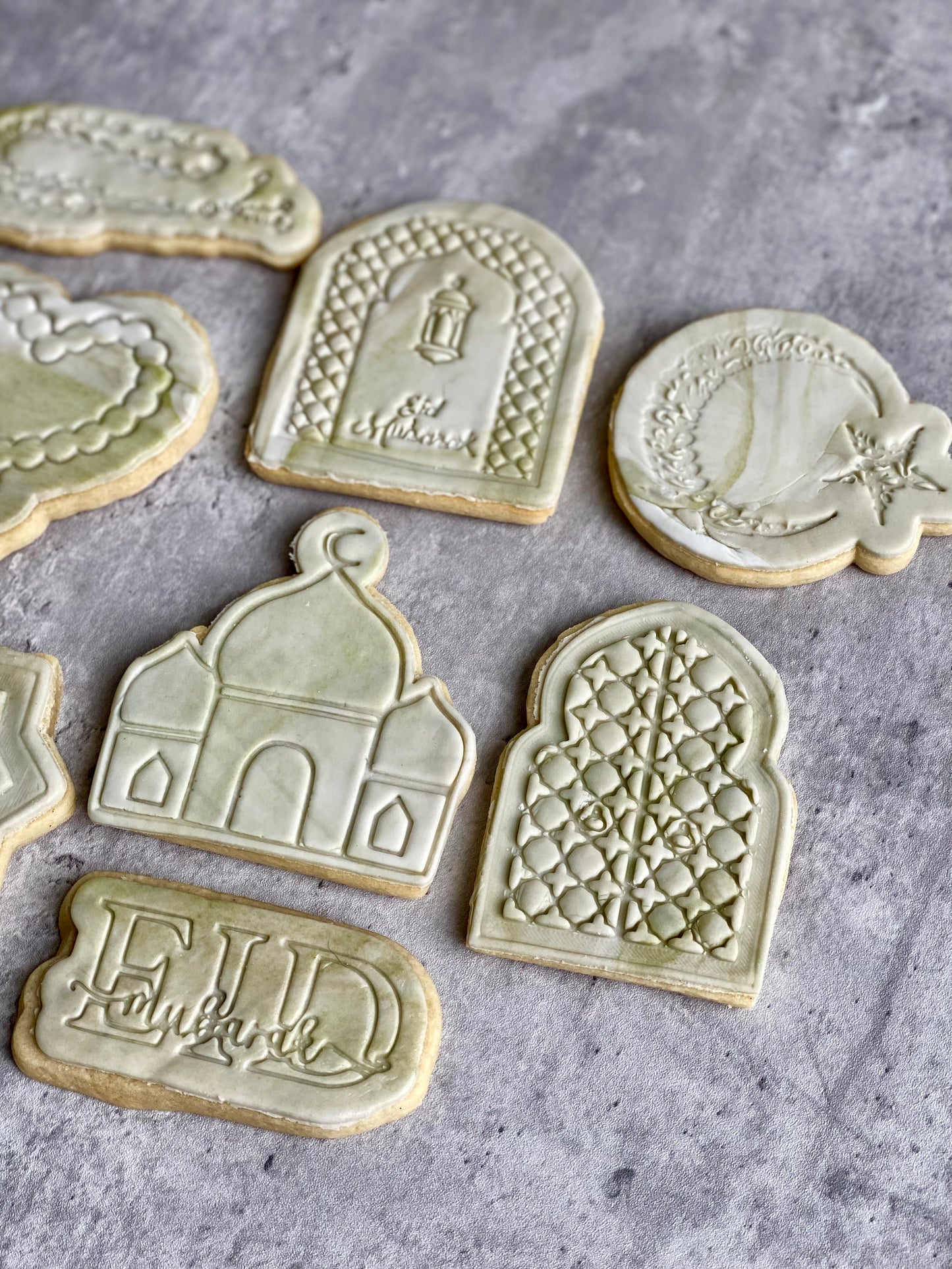 Eid Soft Vanilla Bean Sugar Cookies (Marbled Taupe Green)